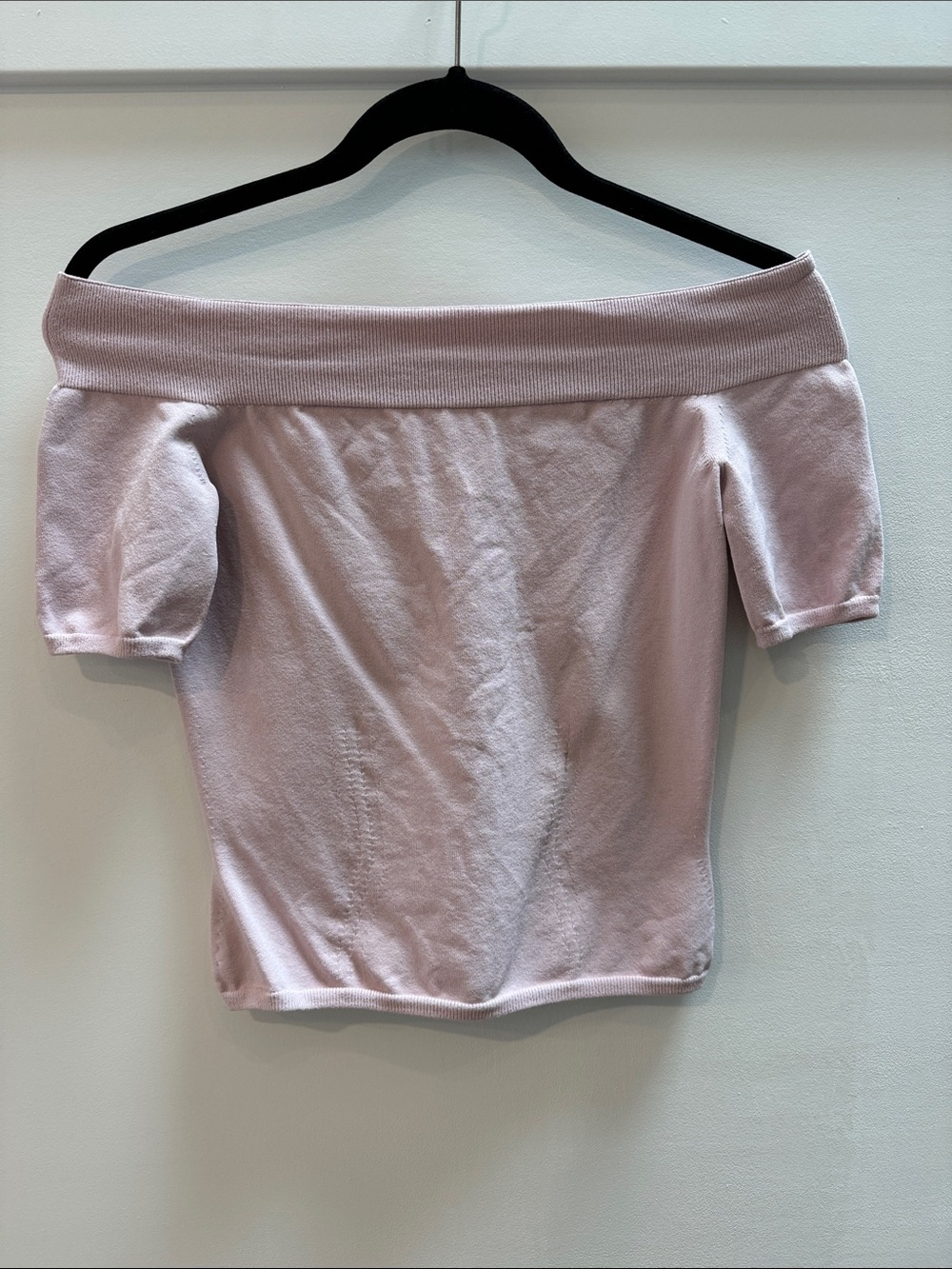 Alexander McQueen Dusty Rose Knit Off Shoulder Top